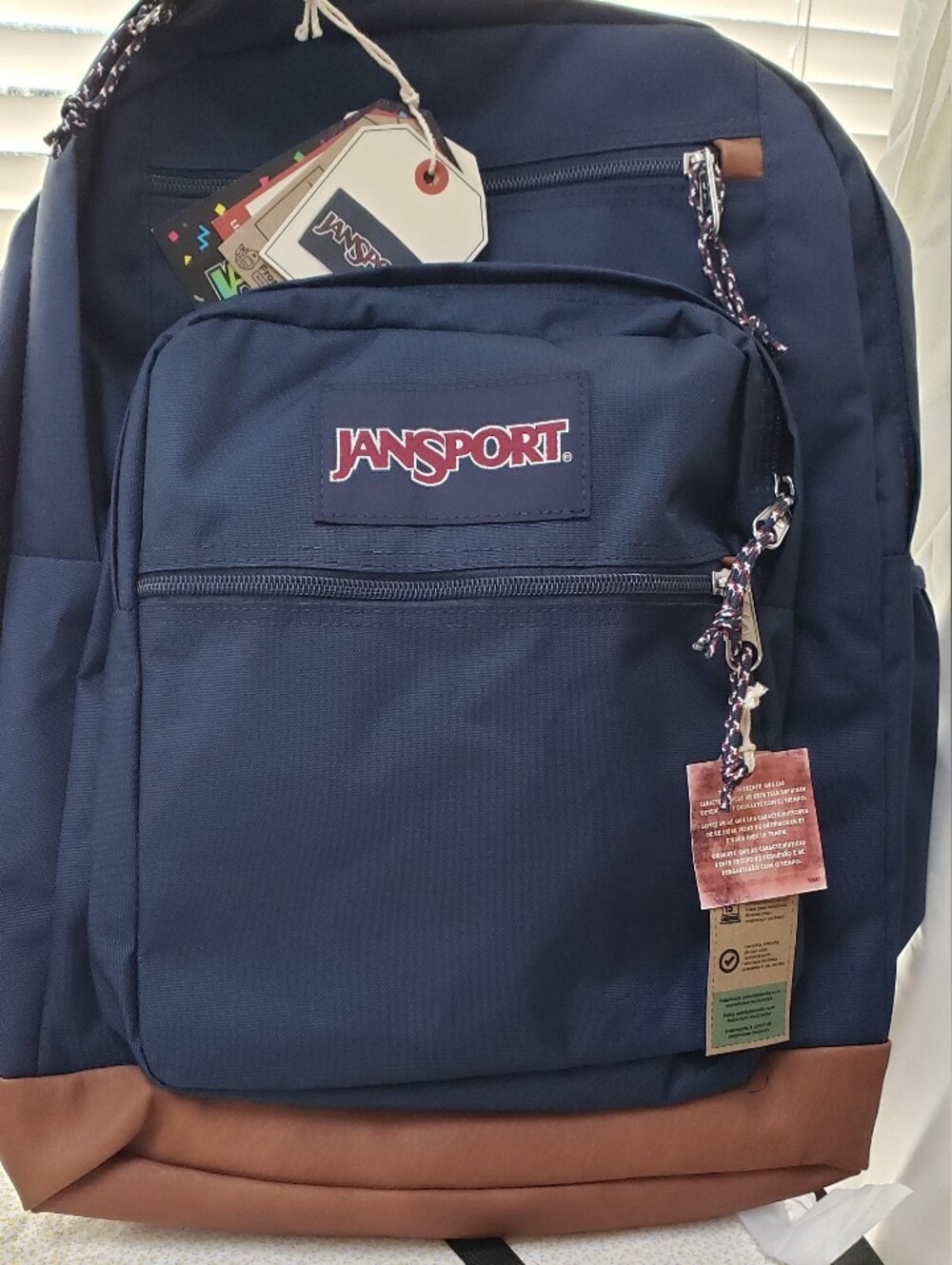 Jansport Navy Blue and Brown Classic Backpack